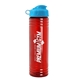 a cyan lid & transparent red bottle 24 oz slim fit water bottle with flip lid