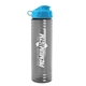 a cyan lid & transparent smoke bottle 24 oz slim fit water bottle with flip lid