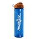a orange lid & transparent blue bottle 24 oz slim fit water bottle with flip lid