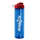 a red lid & transparent blue bottle 24 oz slim fit water bottle with flip lid