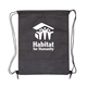 aerial view a black pathway non - woven drawstring backpack, image 1 of 2