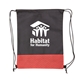 aerial view a red pathway non - woven drawstring backpack, image 1 of 2