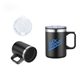 a black 14 oz double wall camping mug
