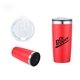a red 20 oz double - walled matte red stainless steel tumbler w / leakproof lid, slide closure