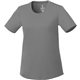 aerial view a steel grey (945) womens omi short sleeve performance tech tee, image 1 of 2