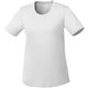aerial view a white (125) womens omi short sleeve performance tech tee, image 1 of 2