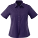 aerial view a dark plum (585) womens colter short sleeve button up shirt, image 1 of 2