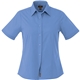 aerial view a blue (480) womens colter short sleeve button up shirt, image 1 of 2