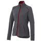 aerial view a team red/heather charcoal (358) womens tamarack full zip performance jacket with thumb holes, image 1 of 2