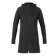 aerial view a black (995) womens odell performance knit tunic length full zip hoodie with thumb holes, image 1 of 2