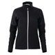 aerial view a black (995) womens senger knit full zip performance jacket with thumb holes, image 1 of 2