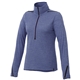 aerial view a metro blue heather/black (550) womens dege eco knit performance half zip, image 1 of 2