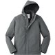 aerial view a dark charcoal mix (993) mens elkpoint roots73 softshell jacket, image 1 of 3
