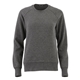 aerial view a heather dark charcoal (988) womens kruger fleece crewneck sweatshirt, image 1 of 2