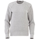 aerial view a heather grey secondary (915) womens kruger fleece crewneck sweatshirt, image 1 of 5