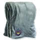 aerial view a grey luxurious faux fur throw blanket, image 1 of 2
