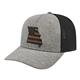 aerial view a gray/black polo spandex with knitted mesh cap, image 1 of 5
