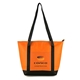 aerial view a orange newport 80gsm polypropylene foil cooler tote, image 1 of 2