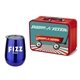 a red lunchbox & blue wine glass retro lunchbox + single 10 oz stemless wine glass in vacuum formed insert