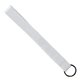 aerial view a white 3/4 sewn polyester wrist keychain with metal split - ring, image 1 of 2