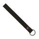 aerial view a black leather & fuchsia linen accent hayward leather wrist keychain with metal split - ring, image 1 of 2