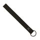 aerial view a black leather & gray linen accent hayward leather wrist keychain with metal split - ring, image 1 of 2
