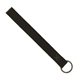 aerial view a black leather & green linen accent hayward leather wrist keychain with metal split - ring, image 1 of 2