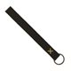 aerial view a black leather & lemon linen accent hayward leather wrist keychain with metal split - ring, image 1 of 2