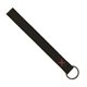 aerial view a black leather & light rust linen accent hayward leather wrist keychain with metal split - ring, image 1 of 2