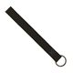 aerial view a black leather & royal blue linen accent hayward leather wrist keychain with metal split - ring, image 1 of 2