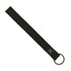 aerial view a black leather & turquoise linen accent hayward leather wrist keychain with metal split - ring, image 1 of 2