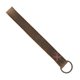 aerial view a distressed brown leather & fuchsia linen accent hayward leather wrist keychain with metal split - ring, image 1 of 2