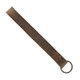 aerial view a distressed brown leather & light rust linen accent hayward leather wrist keychain with metal split - ring, image 1 of 2