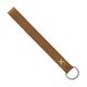 aerial view a tan leather & lemon linen accent hayward leather wrist keychain with metal split - ring, image 1 of 2