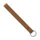 aerial view a tan leather & light rust linen accent hayward leather wrist keychain with metal split - ring, image 1 of 2