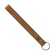 aerial view a tan leather & royal blue linen accent hayward leather wrist keychain with metal split - ring, image 1 of 2