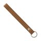 aerial view a tan leather & white linen accent hayward leather wrist keychain with metal split - ring, image 1 of 2