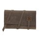 aerial view a distressed brown leather & light rust linen accent marshall leather cord organizer, image 1 of 2