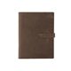 aerial view a distressed brown leather & light rust linen accent mini tasker leather mini padfolio, image 1 of 2