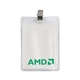 aerial view a clear 3 x 4 printed vertical vinyl pouch with bulldog clip, image 1 of 2