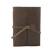 aerial view a distressed brown leather & fuchsia linen accent cooper large journal, image 1 of 2