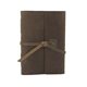 aerial view a distressed brown leather & turquoise linen accent cooper large journal, image 1 of 2
