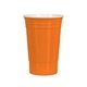 aerial view a neon orange yukon cups 16 oz double wall party cup, image 1 of 2