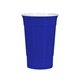aerial view a royal blue yukon cups 16 oz double wall party cup, image 1 of 2