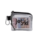 aerial view a black outdoor safety first aid kit in a zippered clear nylon bag, image 1 of 3