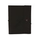 aerial view a black leather & fuchsia linen accent docker composition book cover, image 1 of 2