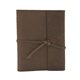 aerial view a distressed brown leather & light rust linen accent docker composition book cover, image 1 of 2