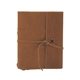 aerial view a tan leather & black linen accent docker composition book cover, image 1 of 2