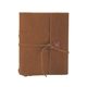 aerial view a tan leather & fuchsia linen accent docker composition book cover, image 1 of 2