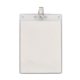 a clear 4 x 6 printed large vertical vinyl pouch with bulldog clip